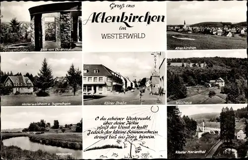 Ak Altenkirchen im Westerwald, Ehrenmal, Waldhaus, Westerwaldheim, Jugendheim, Kloster Marienthal