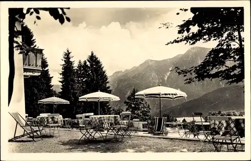 Ak Nonn Bad Reichenhall in Oberbayern, Cafe, Berg-Gasthaus Oberland, Blick gegen Predigstuhl