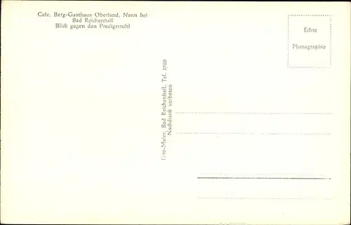 Ak Nonn Bad Reichenhall in Oberbayern, Cafe, Berg-Gasthaus Oberland, Blick gegen Predigstuhl