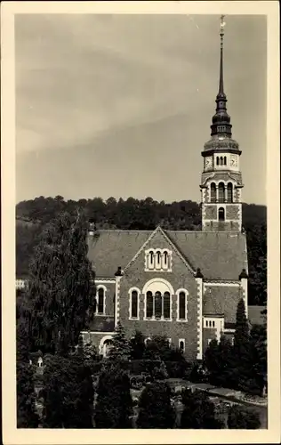 Ak Hainsberg Freital Sachsen, Kirche mit Friedhof