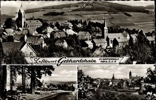 Ak Gebhardshain im Westerwald, Panorama, Kirche