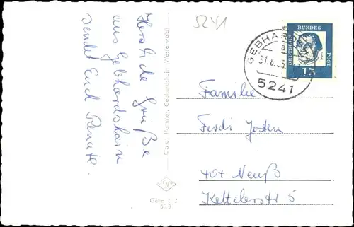 Ak Gebhardshain im Westerwald, Panorama, Kirche