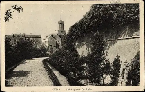 Ak Jülich in Nordrhein Westfalen, Zitadellgraben, Ev. Kirche