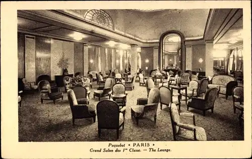 Ak Paquebot Paris, CGT, Grand Salon des 1re Classe, The Lounge