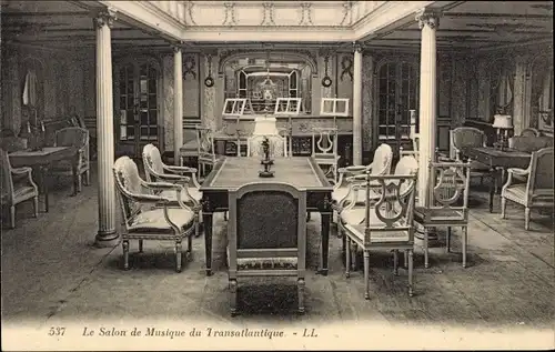 Ak Paquebot CGT French Line, Le Salon de Musique du Transatlantique