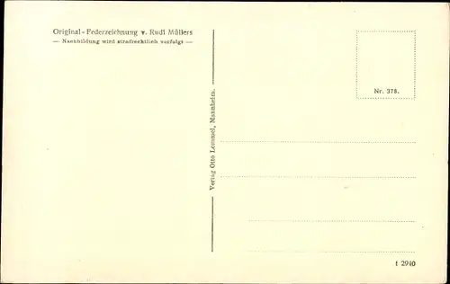 Künstler Ak Rudi, Müllers, Jena in Thüringen, Prinzessinnen Schlösschen, Federzeichnung