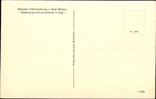 Künstler Ak Rudi, Müllers, Jena in Thüringen, Camsdorfer Brücke, Federzeichnung