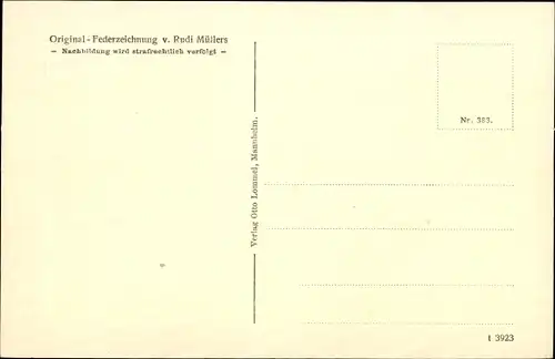 Künstler Ak Rudi, Müllers, Jena in Thüringen, Hausberg, Federzeichnung