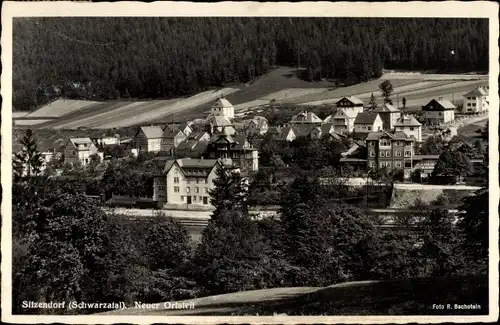 Ak Sitzendorf in Thüringen, Neuer Ortsteil, Gesamtansicht mit Bahnhof, Hotel, Wohnhäuser