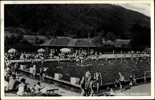 Ak Leutenberg in Thüringen, Ansicht vom Schwimmbad, Badegäste, Schwimmbecken