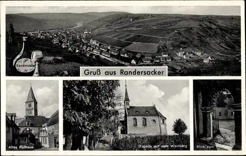 Ak Randersacker am Main Unterfranken, Wein, Rathaus, Kapelle auf dem Weinberg, Kirchplatz