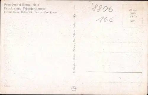 Ak Hain Hayn Oybin Oberlausitz, Pension Fremdenhof Klette