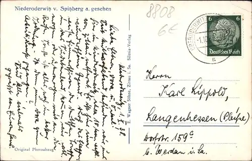 Ak Niederoderwitz Oderwitz in der Oberlausitz, Gesamtansicht, Blick vom Spitzberg