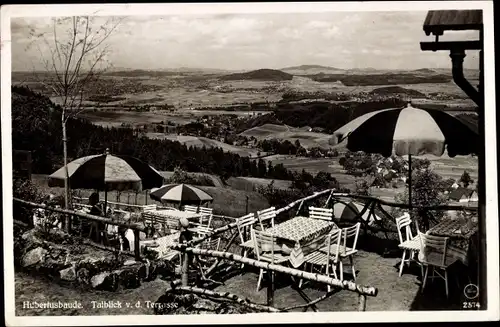 Ak Waltersdorf (Amtsh. Zittau) Großschönau in der Oberlausitz, Hubertusbaude, Talblick