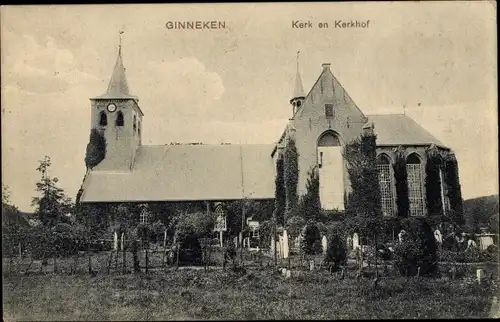 Ak Ginneken en Bavel Nordbrabant, Kerk en Kerkhof