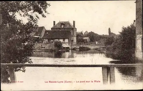 Ak La Neuve Lyre Eure, Le Pont sur la Risle