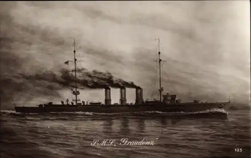 Ak Deutsches Kriegsschiff, SMS Graudenz, Kleiner Kreuzer