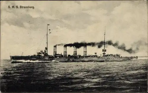Ak Deutsches Kriegsschiff, SMS Strassburg, Kleiner Kreuzer