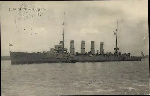 Ak Deutsches Kriegsschiff, SMS Strassburg, Kleiner Kreuzer