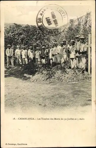 Ak Casablanca Marokko, Les tombes de morts du 30 Juillet et 5 Aout, soldats de la marine