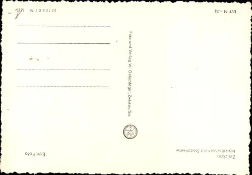 Ak Zwickau in Sachsen, Stadttheater mit Marktbrunnen