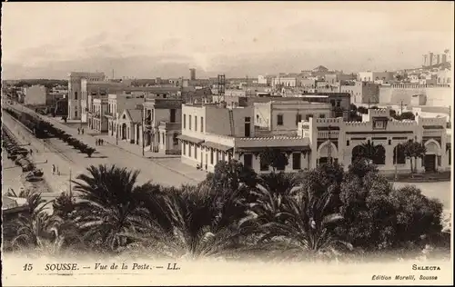 Ak Sousse Tunesien, Vue de la Poste, Blick auf das Postamt