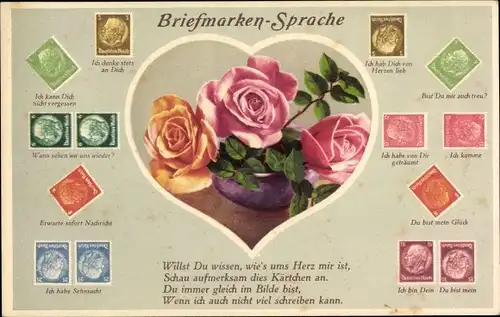 Briefmarken Ak Briefmarkensprache, Rosen