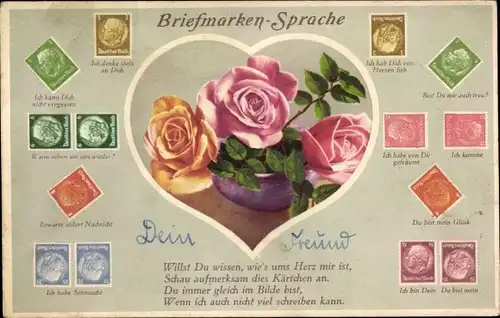 Briefmarken Ak Briefmarkensprache, Rosen