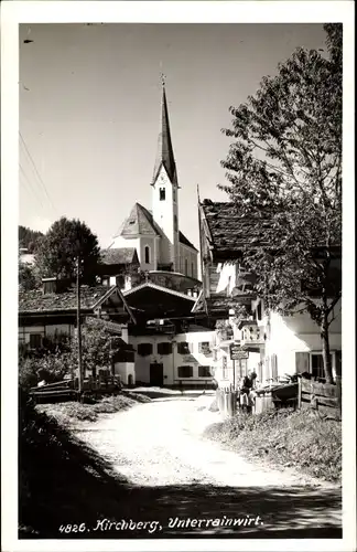 Foto Ak Kirchberg in Tirol, Ortspartie, Unterrainwirt, Kirche