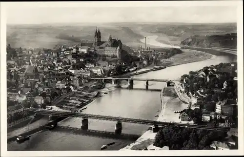 Ak Meißen Sachsen, Fliegeraufnahme der Stadt