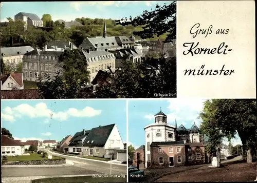 Ak Cornelimünster Kornelimünster Aachen in Nordrhein Westfalen, Ortspartie, Benediktinerweg, Kirche