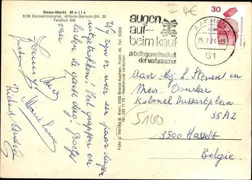 Ak Cornelimünster Kornelimünster Aachen in Nordrhein Westfalen, Ortspartie, Benediktinerweg, Kirche