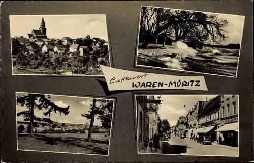 Ak Waren an der Müritz, Teilansicht, Straßenpartie