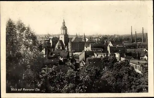 Ak Meerane in Sachsen, Panorama, Kirchturm