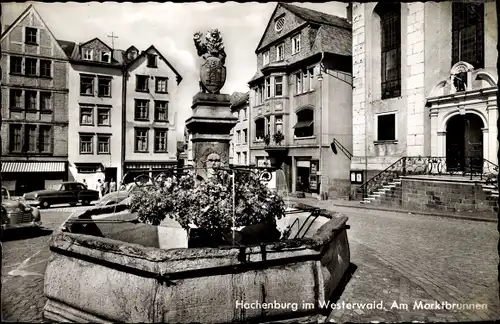 Ak Hachenburg im Westerwald, Am Marktbrunnen