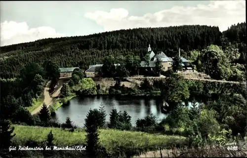 Ak Monschau Montjoie in der Eifel, Gut Reichenstein Cafe Fremdenpension, Panorama über Gewässer