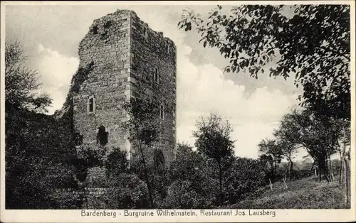 Ak Bardenberg Würselen in Nordrhein Westfalen, Burgruine Wilhelmstein, Restaurant Jos. Lausberg