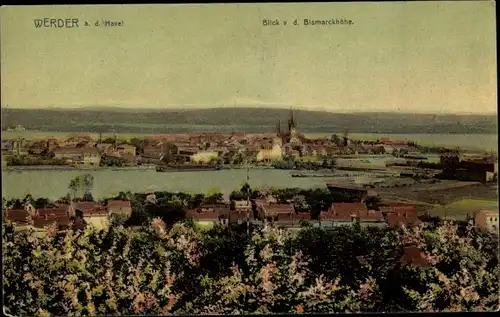 Ak Werder an der Havel, Blick v. d. Bismarckhöhe, Panorama