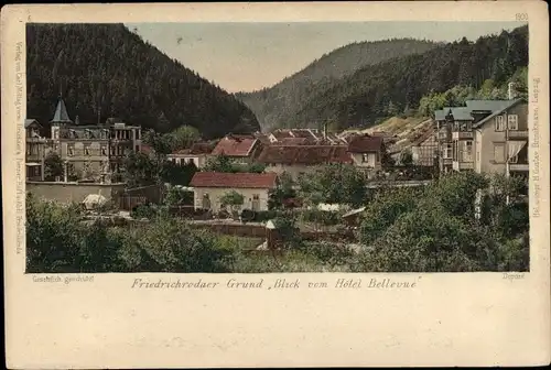 Ak Friedrichroda im Thüringer Wald, Friedrichsrodaer Grund, Blick vom Hotel Bellevue