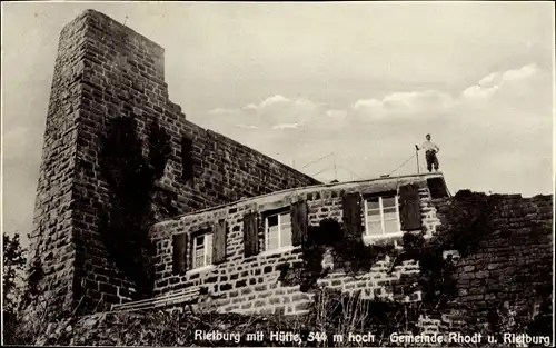 Ak Rhodt unter Rietburg in der Pfalz, Rietburg mit Hütte, 544 m hoch