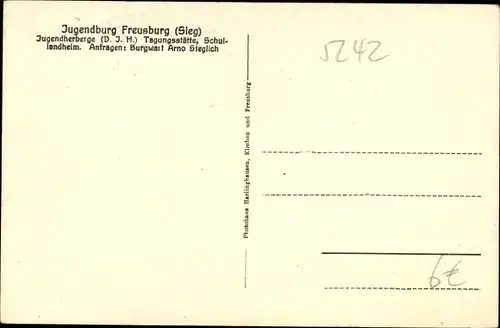 Ak Freusburg Kirchen an der Sieg, Jugendburg, Jugendherberge