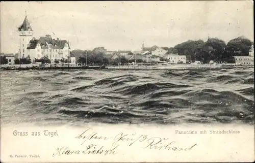 Ak Berlin Reinickendorf Tegel, Panorama mit Strandschloss