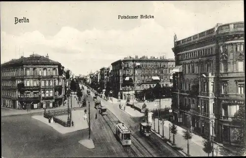 Ak Berlin Tiergarten, Potsdamer Brücke, Straßenbahn