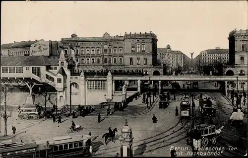 Ak Berlin Kreuzberg, Hallesches Tor, Hochbahnhof