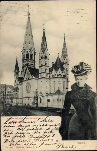 Ak Berlin Charlottenburg, Kaiser Wilhelm Gedächtniskirche, Kaiserin Auguste Viktoria