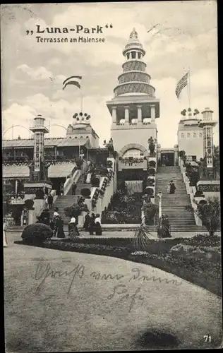 Ak Berlin Wilmersdorf Halensee, Luna Park, Terrassen am Halensee