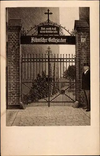 Ak Berlin Neukölln Rixdorf, Portal ceskobratrskeho hrbitova, Böhmischer Gottesacker