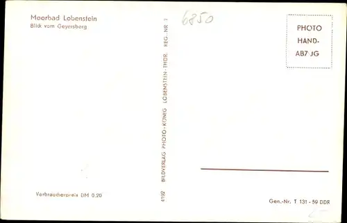 Ak Bad Lobenstein in Thüringen, Blick vom Geyersberg