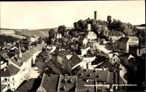 Ak Moorbad Lobenstein, Blick vom Kirchturm, Burg, Straße