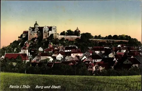 Ak Ranis in Thüringen, Burg und Stadt